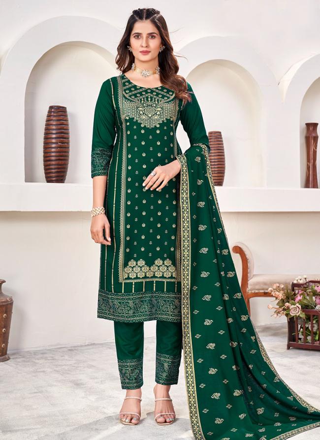 Rayon Green Traditional Wear Digital Printed Kurti With Pant And Dupatta